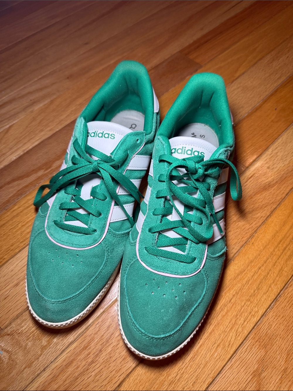 adidas Green Suede Low-Top Sneakers with White Stripes